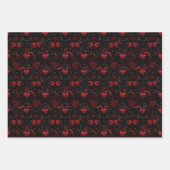 Feuille De Papier Cadeau Gothic Red Roses Red Hearts and Black Flowers (Devant 3)