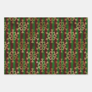 Feuille De Papier Cadeau Gothique Golden Snowflakes