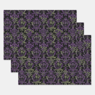 Feuille De Papier Cadeau Gothique Halloween Victorien violet motif