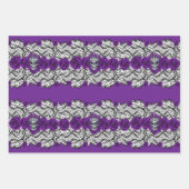 Feuille De Papier Cadeau Gothique : rose, dentelle et crâne (Devant 3)