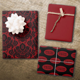 Feuille De Papier Cadeau Gothique Victorien Rouge & Noir