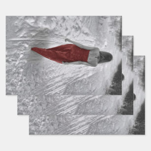 Feuille De Papier Cadeau Gothique Vintage fille Robe Rouge Découpage Art