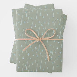 Feuille De Papier Cadeau Gouttes de pluie qui tombent Joli jour de pluie Ve