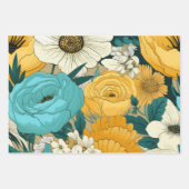 Feuille De Papier Cadeau Gracity Turquoise, jaune et blanc (Devant)