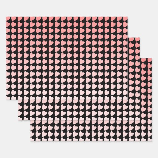 Feuille De Papier Cadeau Gradient Motif tendance rose et noir (Lot)