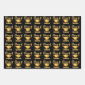 Feuille De Papier Cadeau Graduation Maroon Metallic Gold Classe Année (Devant 3)