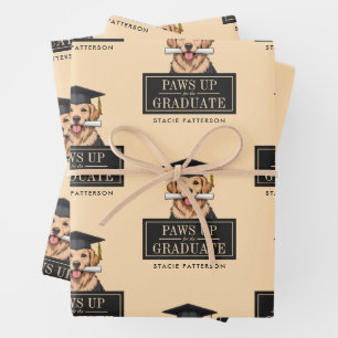 Feuille De Papier Cadeau Graduation personnalisée mignon Golden Retriever C