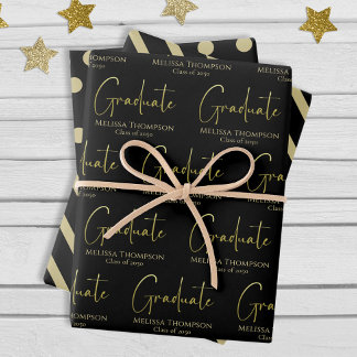 Feuille De Papier Cadeau Gradué Gold Calligraphie Script moderne