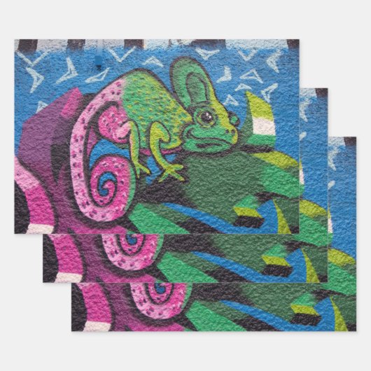 Feuille De Papier Cadeau Graffiti coloré Chameleon (Lot)