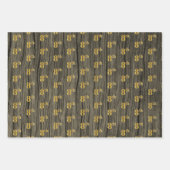 Feuille De Papier Cadeau Grain Rustique Faux Bois, Elégant Faux Gold "8e" (Devant)
