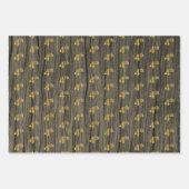 Feuille De Papier Cadeau Grain Rustique Faux Bois, Elégant Faux Or "4ème" (Devant)