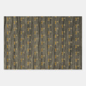 Feuille De Papier Cadeau Grain Rustique Faux Wood, Elégant Faux Gold "1er" (Devant)