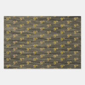 Feuille De Papier Cadeau Grain Rustique Faux Wood, Elégant Faux Gold "9th" (Devant 2)