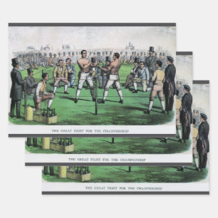 Feuille De Papier Cadeau Grand combat pour le Championnat, Boxing Vintage