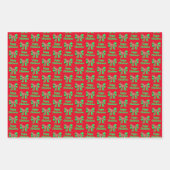 Feuille De Papier Cadeau Grand Danois Rouge Chien de Noël & Bow Vert 3 Coul (Devant)