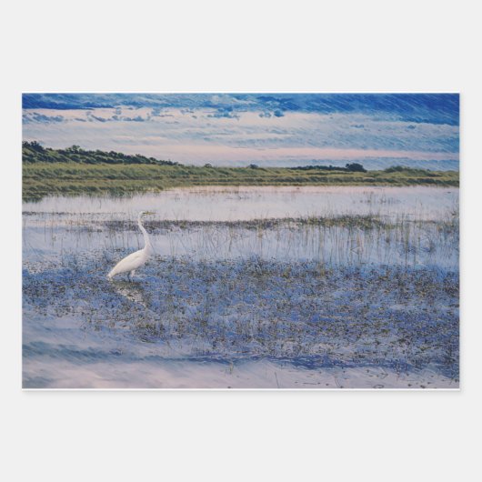 Feuille De Papier Cadeau Grande aigrette dans les zones humides (Devant 3)