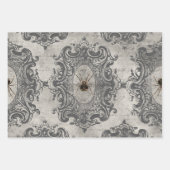 Feuille De Papier Cadeau Grande araignée encadrée sur gris clair (Devant)