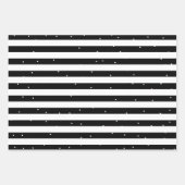 Feuille De Papier Cadeau Grandes bandes noires et blanches modernes et Coeu (Devant 3)