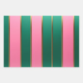 Feuille De Papier Cadeau Grandes roses et vertes modernes et dorées (Devant 3)