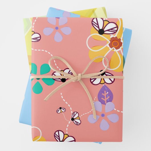 Feuille De Papier Cadeau Graphique sur les abeilles (En situation)