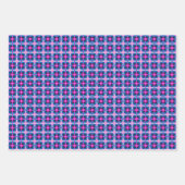 Feuille De Papier Cadeau Gras 60's Rétro Impression Hot rose Turquoise bleu (Devant 3)