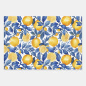 Feuille De Papier Cadeau Gras Bleu Italien Positano Lemon (Devant)