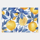 Feuille De Papier Cadeau Gras Bleu Italien Positano Lemon (Devant)