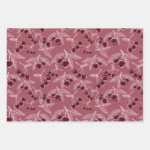 Feuille De Papier Cadeau Gras Rose & Cerise Rouge & Turquoise Fille Cerises (Devant)