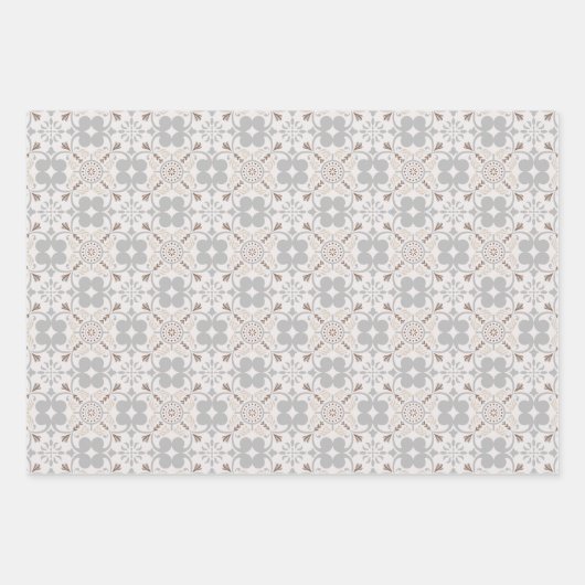 Feuille De Papier Cadeau Gray Spanish Tile Pattern (Devant 3)