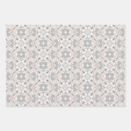 Feuille De Papier Cadeau Gray Spanish Tile Pattern (Devant 2)