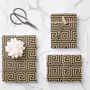 Feuille De Papier Cadeau Grec Meander Carré Motif principal Brown