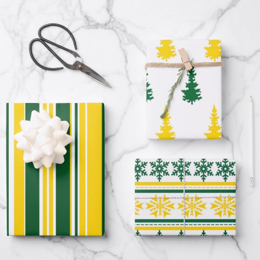 Feuille De Papier Cadeau Green and Gold Christmas (Recto)
