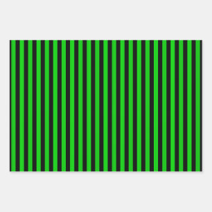 Feuille De Papier Cadeau Green Black Stripes Motif sans charme