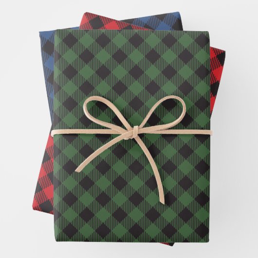 Feuille De Papier Cadeau Green Blue Red Buffalo Plaid Checkered (En situation)