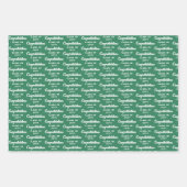Feuille De Papier Cadeau Green Caps Diplomas Mixed Graduation Patterns (Devant 2)