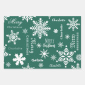 Feuille De Papier Cadeau Green Custom Nom Noël Fête neige (Devant 2)