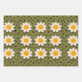 Feuille De Papier Cadeau Green Daisy Granny Square Crochet Pattern Floral R (Devant 3)
