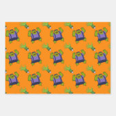 Feuille De Papier Cadeau Green Frankenstein Zombie main Halloween cadeau (Devant 3)