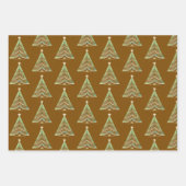 Feuille De Papier Cadeau Green Gold Christmas Tree Pattern (Devant)