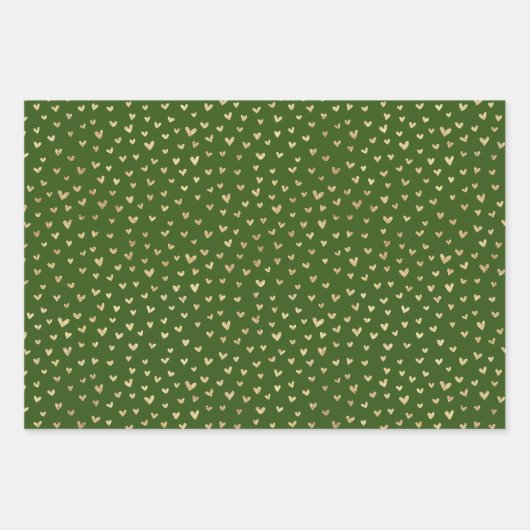 Feuille De Papier Cadeau Green Gold Holiday Love Hearts Motif (Devant 2)