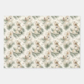 Feuille De Papier Cadeau Green Pine Cones Bunny Rabbits Christmas (Devant)