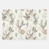 Feuille De Papier Cadeau Green Pine Cones Deer Christmas (Devant 3)