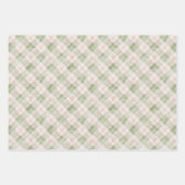 Feuille De Papier Cadeau Green Pink Plaid Stripes Birthday (Devant 3)