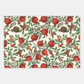 Feuille De Papier Cadeau Grenades et papillons Bella sur blanc (Devant)