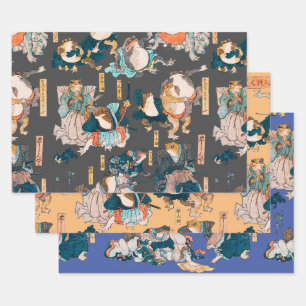 Feuille De Papier Cadeau Grenouille japonaise ukiyo-e Froggies
