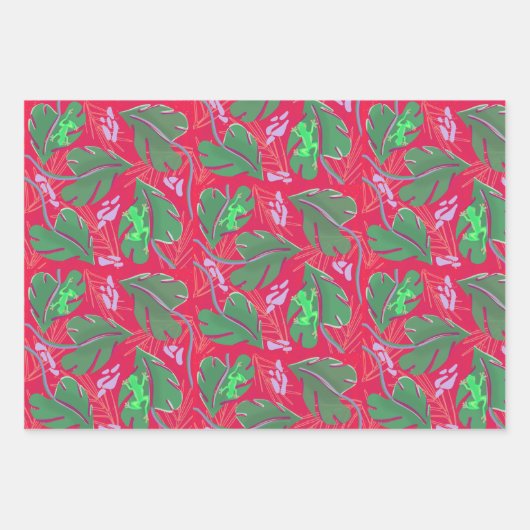 Feuille De Papier Cadeau Grenouille tropicale (Devant)