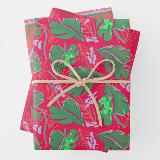 Feuille De Papier Cadeau Grenouille tropicale (En situation)