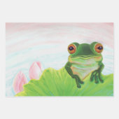 Feuille De Papier Cadeau Grenouille verte Relaxation sur la sécurité du cou (Devant)