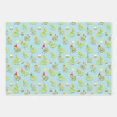 Feuille De Papier Cadeau Grenouilles D'Anniversaire Drôle Mains Illustrées (Devant)