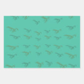 Feuille De Papier Cadeau grenouilles sur turquoise (Devant 3)